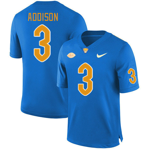 Pitt Panthers #3 Jordan Addison College Football Jerseys Stitched Sale-Royal
